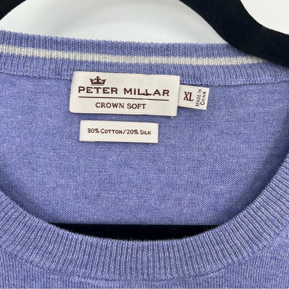 Peter Millar Crown Soft Crewneck Sweater Pullover Top Cotton Silk Purple XL - Picture 4 of 10